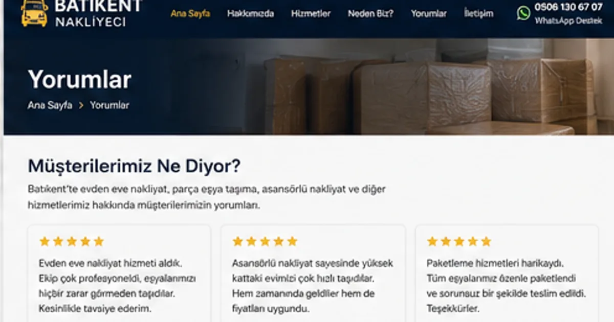 Batıkent nakliyat müşteri yorumları ve taşıma deneyimleri
