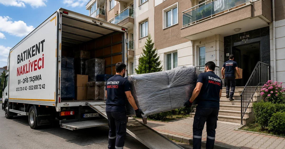 Batıkent'te çeyiz eşyalarının korumalı şekilde nakliye aracına taşınması